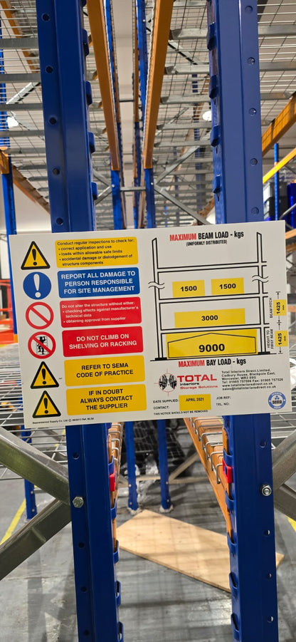 32 X PALLET SPACES RACKING 90CM DEEP (4 BAYS ) - TO INCLUDE 6 UPRIGHTS (4.8M) & 24 BEAMS @ 2.7M