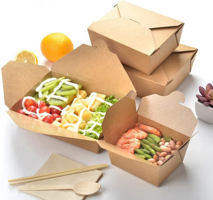 300 LUNCH BOX KRAFT - 150X120X65 - 1150 ML TAKEAWAY FOOD BOXES CARDBOARD KRAFT FOOD CONTAINERS