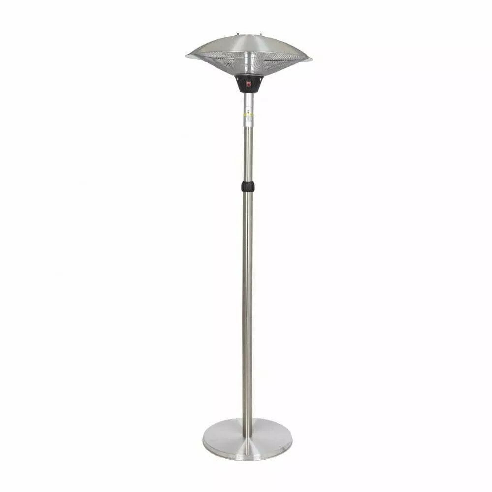 LA HACIENDA OUTDOOR ADJUSTABLE SILVER STANDING PATIO 2100W ELECTRIC HEATER