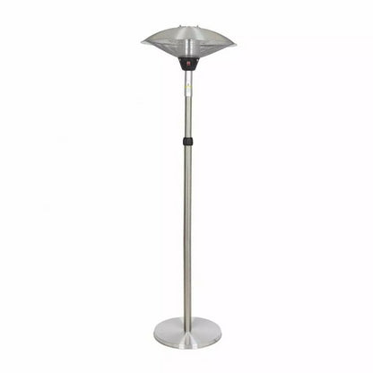 LA HACIENDA OUTDOOR ADJUSTABLE SILVER STANDING PATIO 2100W ELECTRIC HEATER