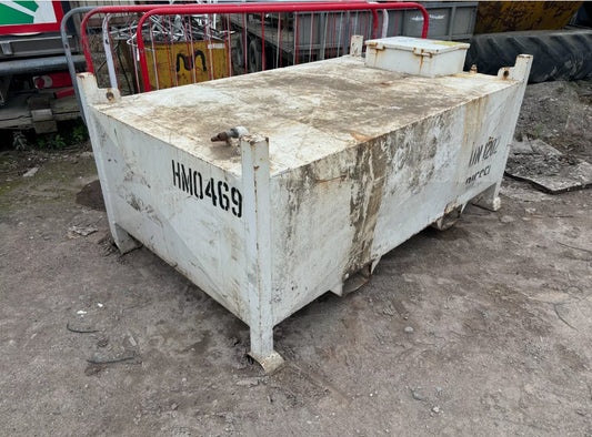 1350 LITRE BUNDED FUEL CUBE WITH FORK POCKETS - RED & WHITE DIESEL STORAGE