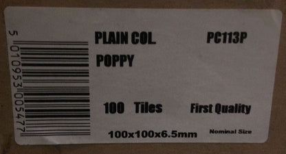 3800 PILKINGTONS PLAIN COLOUR POPPY WALL TILES 100 X 100 X 6.5MM (4X4")