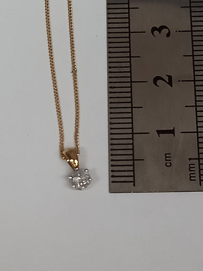 0.15CT DIAMOND PENDANT & CHAIN 9CT YELLOW GOLDWITH GIFT BOX AND VALUATION CERTIFICATE £1250