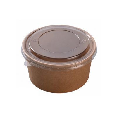 1000 16OZ BROWN KRAFT DISPOSABLE SOUP CONTAINERS WITH LIDS FOR ICE CREAM AND SOUP BOWLS TAKEAWAY