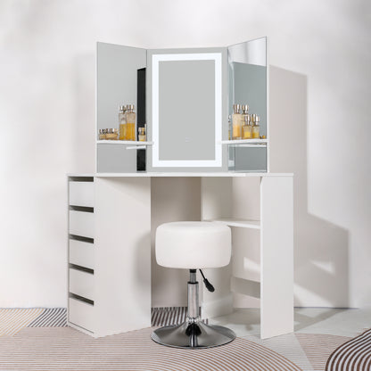 10 X BRAND NEW MAKE UP CORNER DRESSING TABLE 5 DRAWER WITH TOUCH LED MIRROR & STOOL RRP £3500