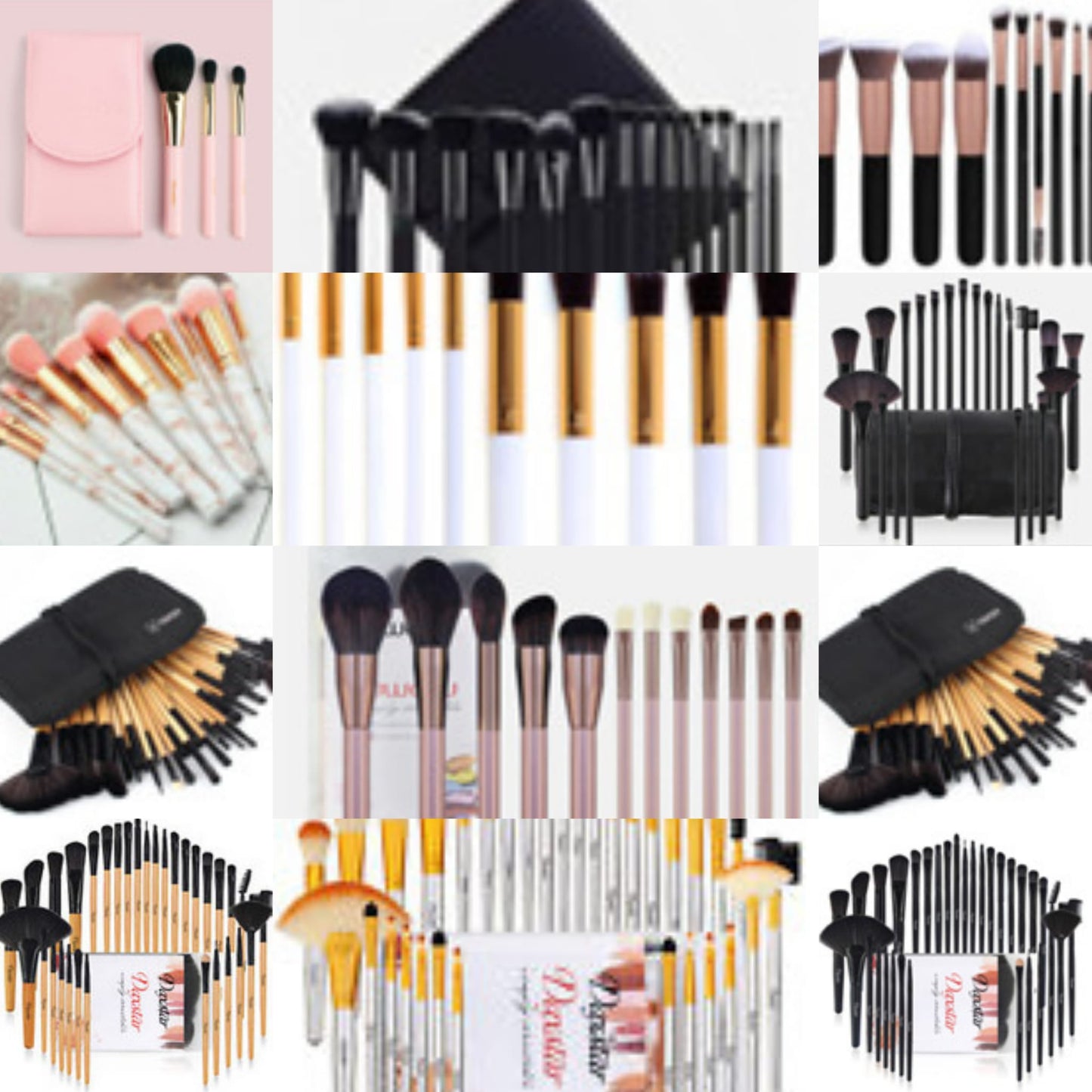 200 X BRAND NEW MAKEUP BRUSH SETS - CHOSEN AT RANDOM - SEE IMAGES - MEGA DEAL!!