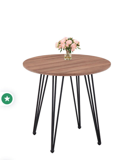 10 X NEW 80CM ROUND DINING TABLES (BROWN)