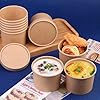 1000 12OZ BROWN KRAFT DISPOSABLE SOUP CONTAINERS WITH LIDS - IDEAL FOR ICE CREAM TUBS AND SOUP BOWLS