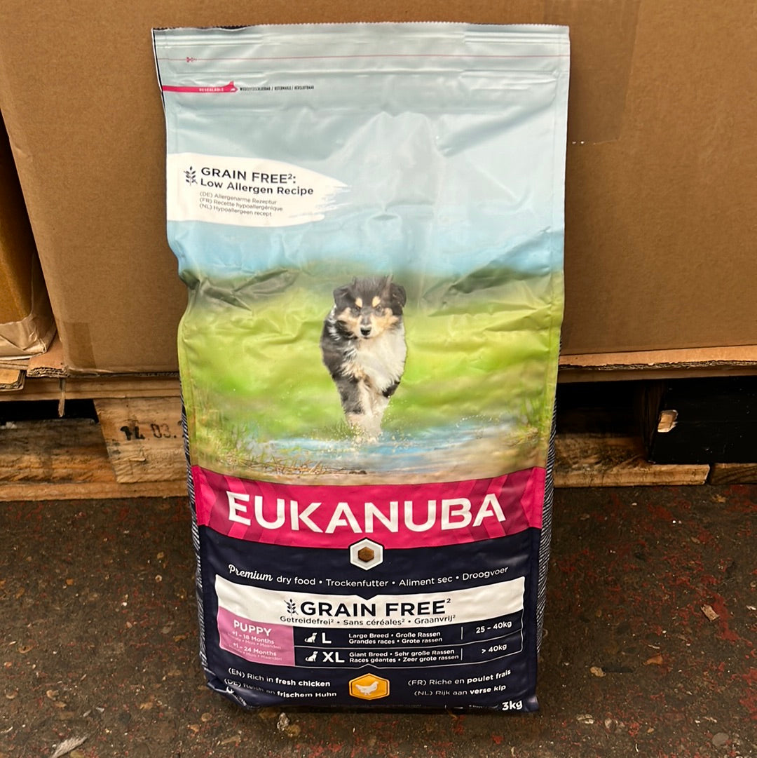 1 PALLET OF 150X EUKANUBA PUPPY GRAIN FREE DOG FOOD