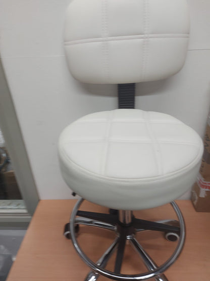 WHITE HAIR AND BEAUTY STOOL ADJUSTABLE NEW ON DISPLAY NEVER USE OUT OF BOX