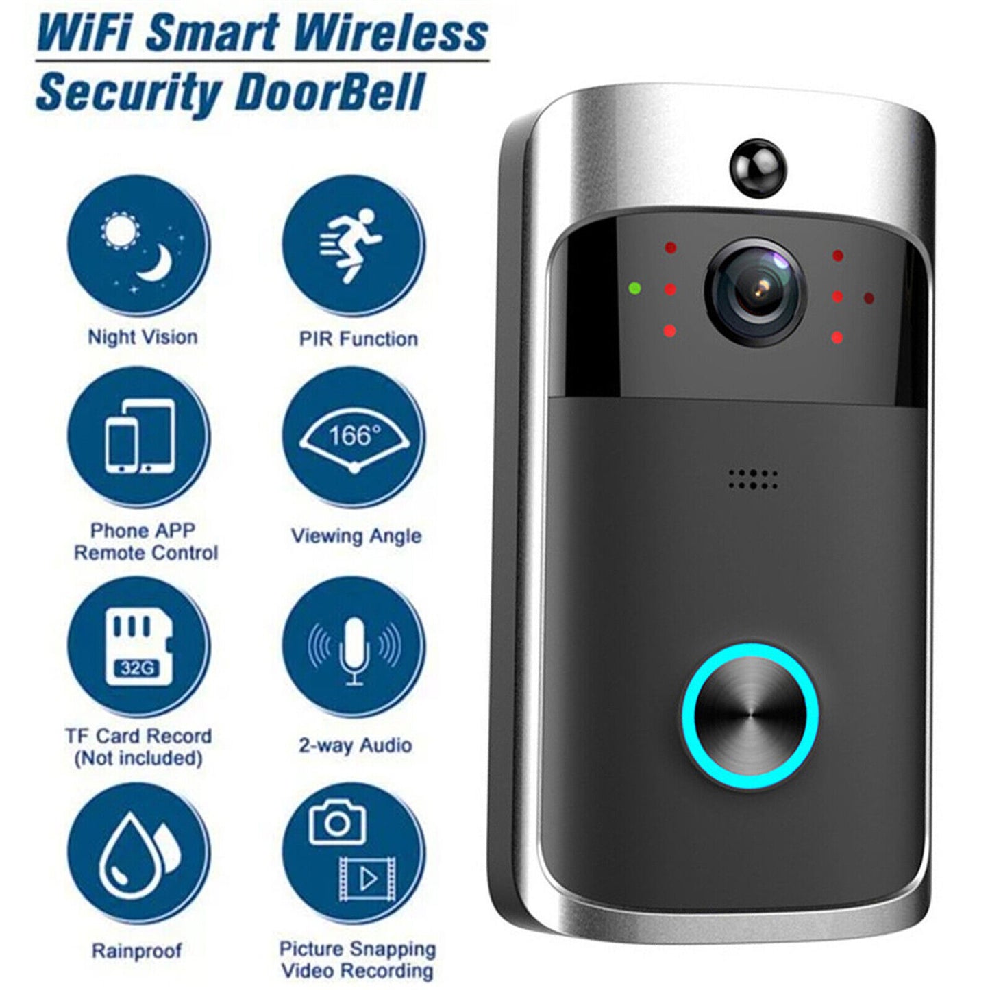 20 X WIRELESS WIFI DOORBELLS SMART PHONE SECURITY CAMERA + RECHARGEABLE BATTERIES - RRP £300