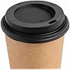 1000 16OZ KRAFT DISPOSABLE BROWN PAPER CUPS WITH BLACK LIDS HOT COLD DRINKS (16OZ/473ML)