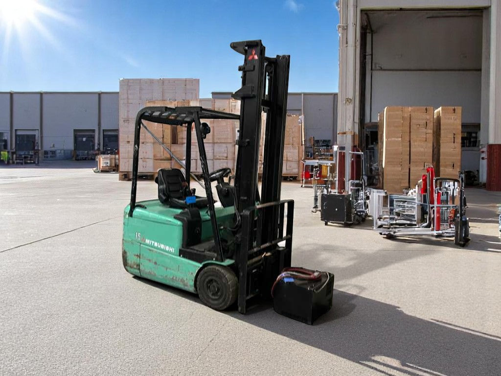**(INCLUDES CHARGER)** 2003 MITSUBISHI FB15KRT ELECTRIC FORKLIFT – 1,500KG CAPACITY