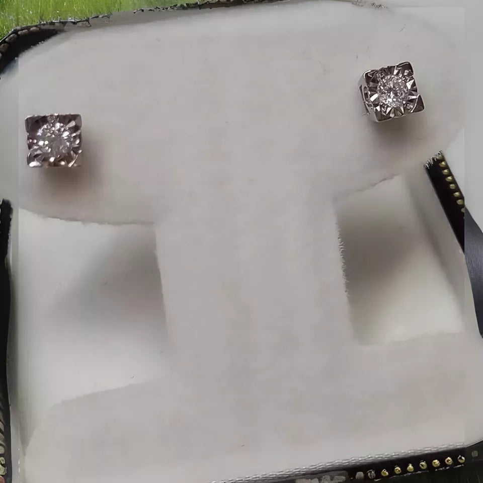 0.20CT DIAMOND STUD EARRINGS 9CT WHITE GOLD