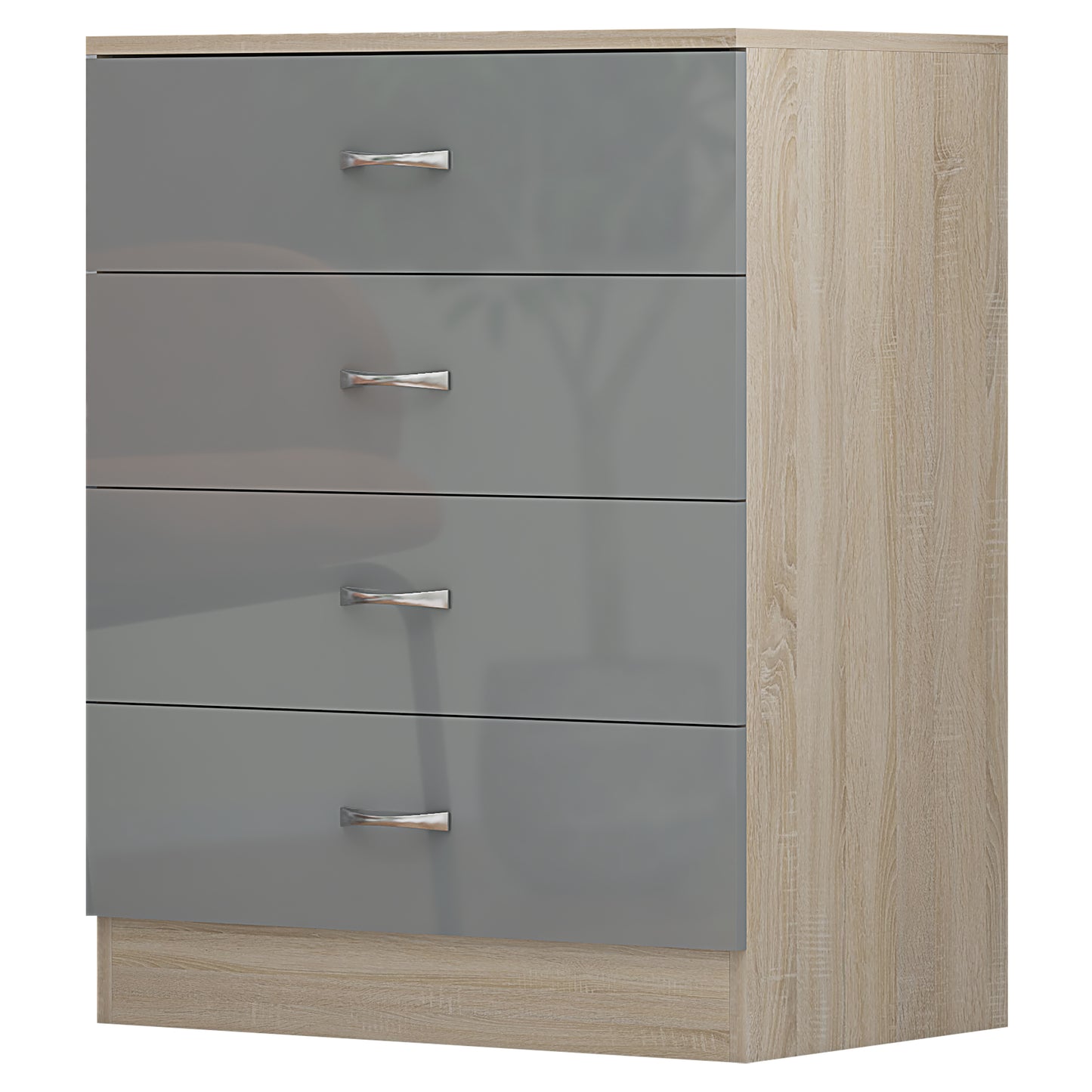STUNNING CHEST OF DRAWERS X 2 - HIGH GLOSS GREY ON SONOMA OAK FRAME