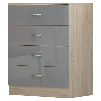 STUNNING CHEST OF DRAWERS X 2 - HIGH GLOSS GREY ON SONOMA OAK FRAME