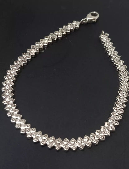 0.10CT DIAMOND SILVER BRACELET 7"1/2