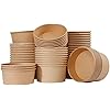 300 38OZ DISPOSABLE KRAFT BOWLS SALAD AND LID, BROWN CONTAINER WITH LIDS (38OZ - 1080ML)