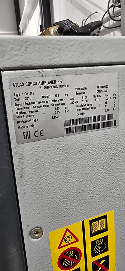 ATLAS COPCO COMPRESSOR SYSTEM - SEE DESCRIPTION - FROM A WORKING ENVIRONMENT. COST £15,000