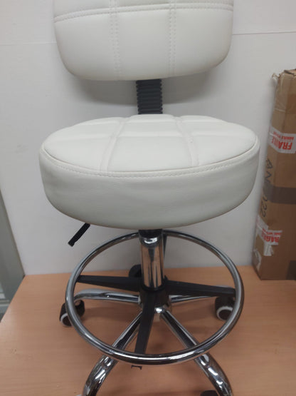 WHITE HAIR AND BEAUTY STOOL ADJUSTABLE NEW ON DISPLAY NEVER USE OUT OF BOX