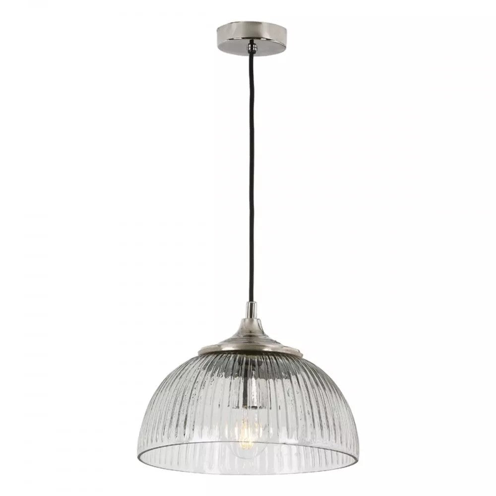 YAMBOL MODERN CEILING PENDANT LIGHT WITH RIBBED CLEAR GLASS SHADE YAM0138