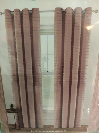 EYELET LINEAR TUFF VELVET CURTAINS PINK 168CM X 137 CM 1 SET PACKAGES