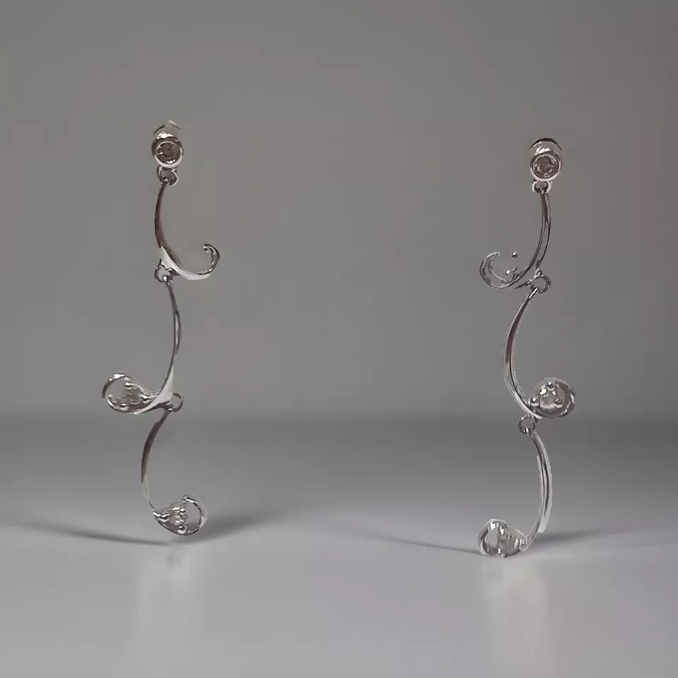 0.14CT DIAMOND DROP EARRINGS 9CT WHITE GOLD