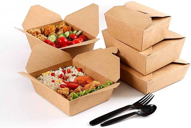 300 LUNCH BOX KRAFT - 150X120X65 - 1150 ML TAKEAWAY FOOD BOXES CARDBOARD KRAFT FOOD CONTAINERS