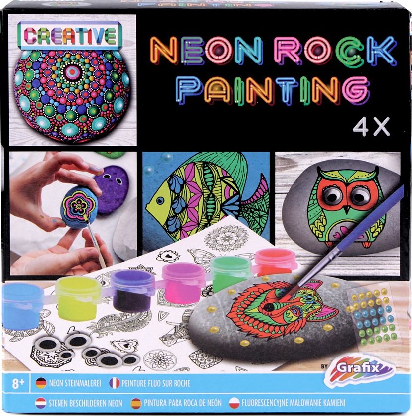 10 X GRAFIX NEON ROCK PAINTING KITS