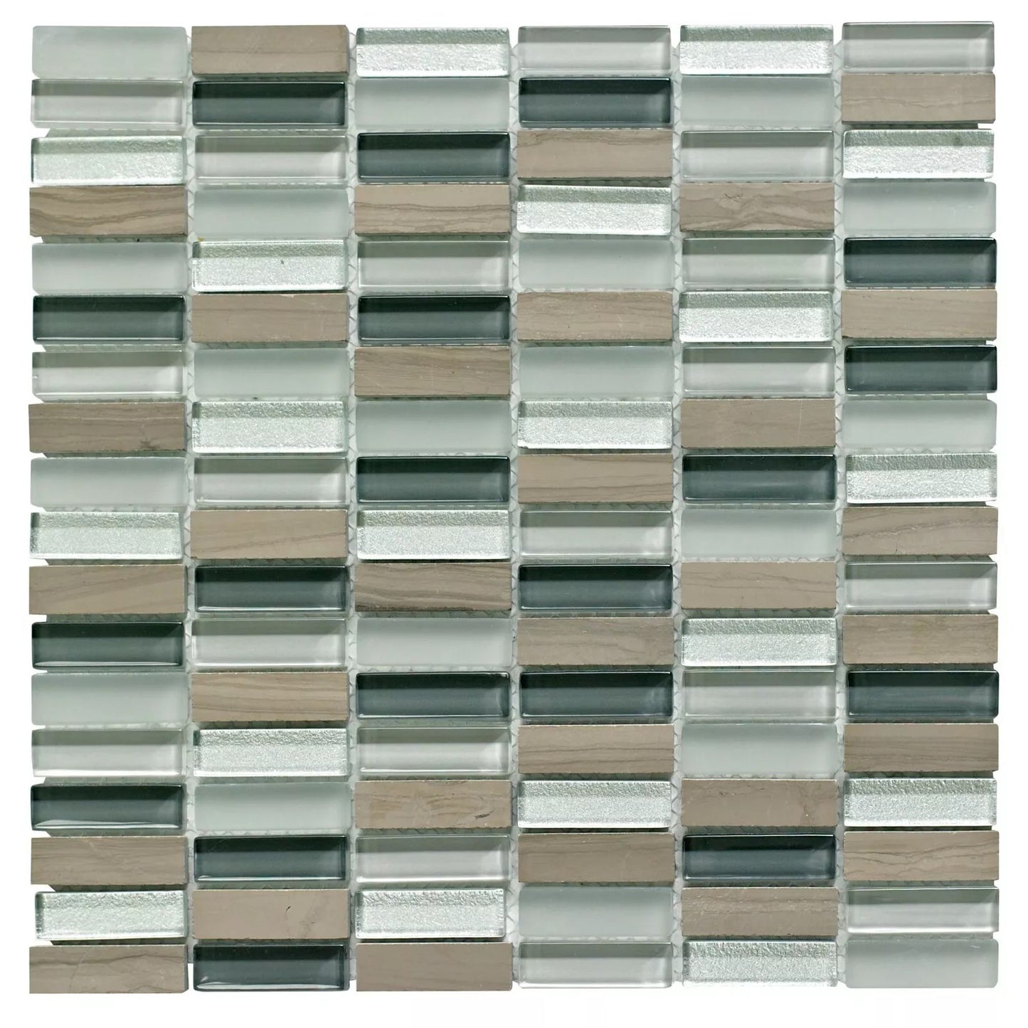 15 BXS (150 SHEETS) LINEAR STONE & GLASS MOSAIC TILES 300X300MM.