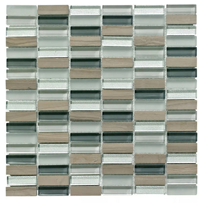 15 BXS (150 SHEETS) LINEAR STONE & GLASS MOSAIC TILES 300X300MM.