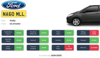 2010 FORD KA STUDIO – 1.2L PETROL – MANUAL – HATCHBACK >>--NO VAT ON HAMMER--<<