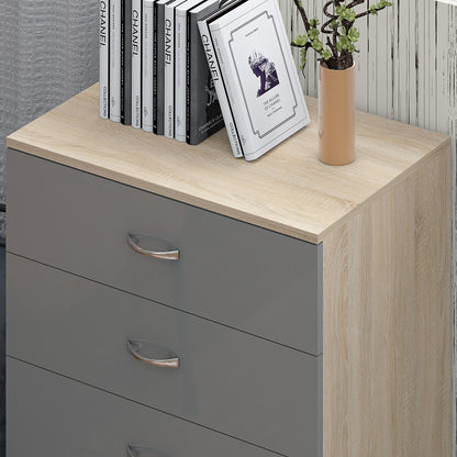 10 X BRAND NEW FLATPACKED 4 DRAWER CHEST - HIGH GLOSS GREY ON SONOMA OAK FRAME