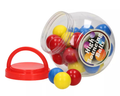 210 HIGH BOUNCING BALLS, 7 BOXES OF 30, ASSORTED COLORS, £0.2 PER BALL