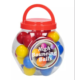 210 HIGH BOUNCING BALLS, 7 BOXES OF 30, ASSORTED COLORS, £0.2 PER BALL