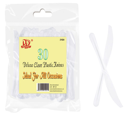 1200 X 30PC DELUXE CLEAR PLASTIC KNIVES