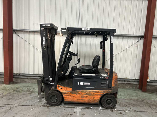 **(INCLUDES CHARGER)** 2012 DOOSAN B16X-5 ELECTRIC 4-WHEEL FORKLIFT – 1,600KG CAPACITY, 4,750MM LIFT