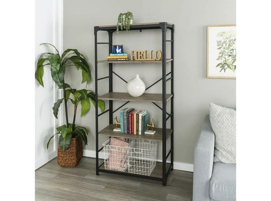 1 X WALKER EDISON ANGLE IRON URBAN INDUSTRIAL BOOKSHELF/SHELVING DRIFTWOOD RRP £300