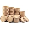 1000 12OZ BROWN KRAFT DISPOSABLE SOUP CONTAINERS WITH LIDS - IDEAL FOR ICE CREAM TUBS AND SOUP BOWLS