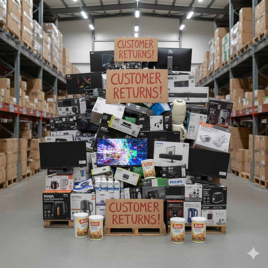 30+ UNITS – BRANDED PALLET: LG, JVC, PHILIPS, MSI, HISENSE – TECH, AUDIO, WELLNESS – RETURNS!