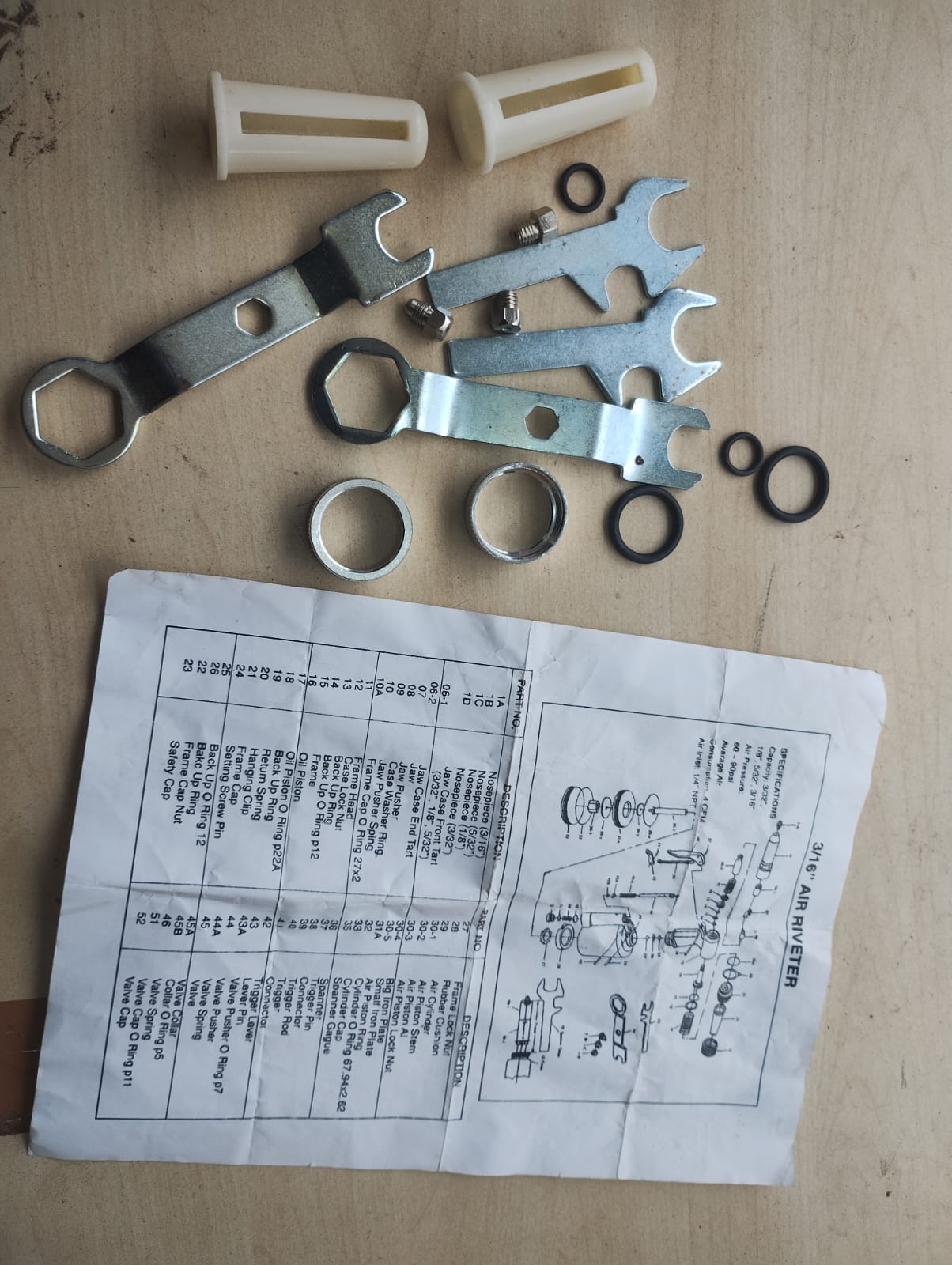 3/16" AIR RIVETER - SERVICE/ MAINTAINCE KIT - NEW