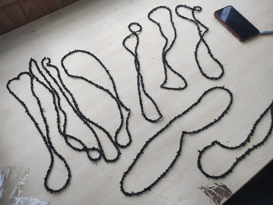 BLACK AGATE CRYSTAL CHIP NECKLACE JOBLOT OF 9 - BRAND NEW