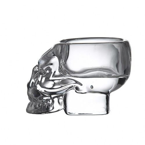 264 X NEW ARTIS - CH-0061 - SKULL GLASS/TEA LIGHT HOLDER - CLEAR