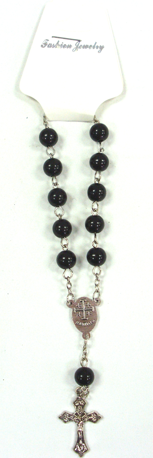 120 X ROSARY BRACELET BEADS SAINTS BLACK