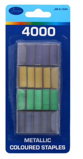 72 X 4000 METALLIC COLOURED STAPLES
