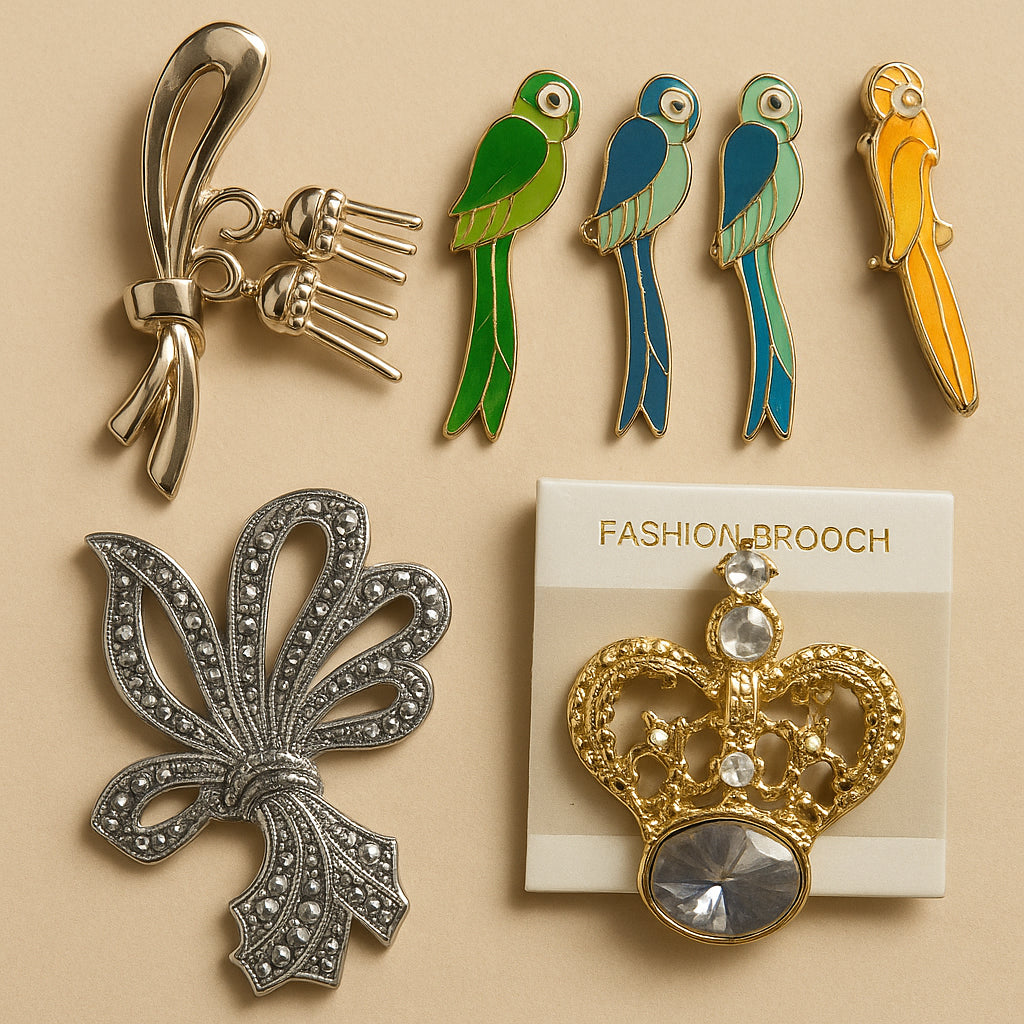 LOT OF 50 VINTAGE & COSTUME BROOCHES – MIXED STYLES – IDEAL FOR RESALE OR COLLECTION