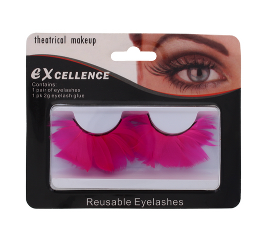 96 X NEON PINK FEATHER EYELASHES