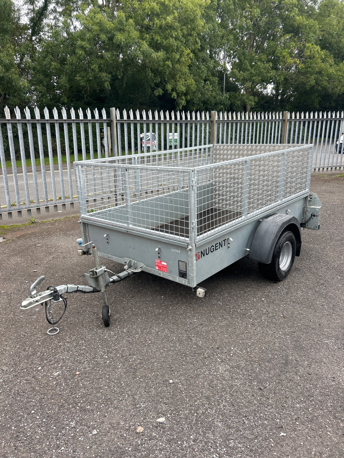 NUGENT SINGLE AXLE TRAILER WITH CAGE