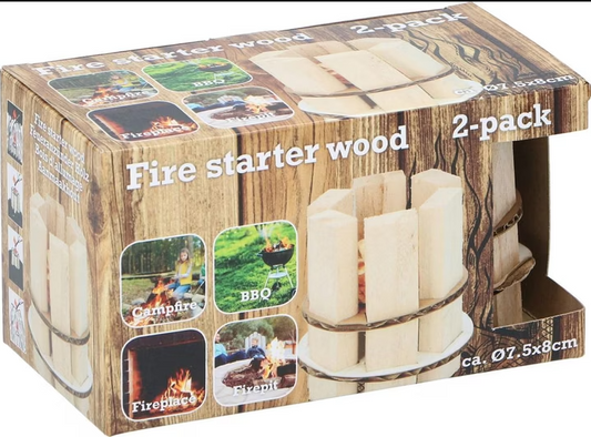 96 X NEW FIRE WOOD STARTER D7,5X8CM 2PC