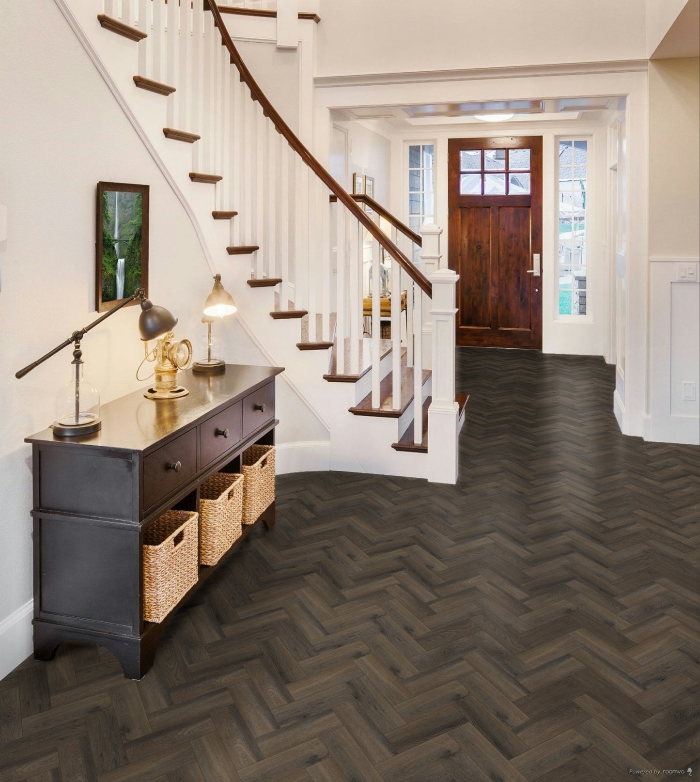 20 X BOXES (66.8M2) POLYFLOR RENAISSANCE DARK OAK SMALL PARQUET GLUEDOWN LVT FLOORING - RRP £2,000